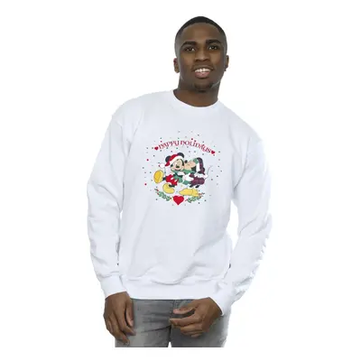 (XXL, White) Disney Mens Mickey Mouse Mickey Minnie Christmas Sweatshirt