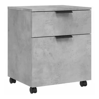 (Concrete grey) vidaXL Mobile File Cabinet with Wheels Desk Storage Cabinet Engineered Wood