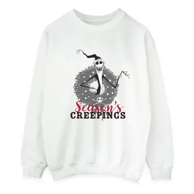 (XL, White) Disney Mens The Nightmare Before Christmas Seasons Creepings Wreath Sweatshirt