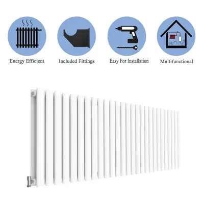 (Double, 600x1593mm) White Single/Double Oval Column Radiator