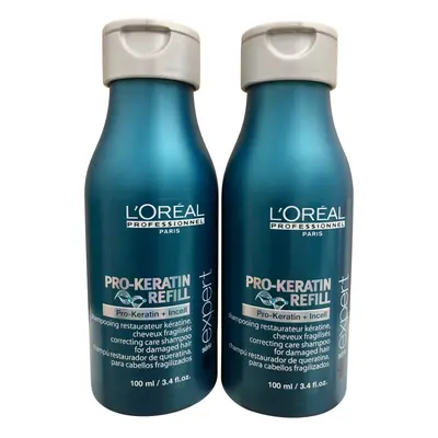 L'Oreal Pro Keratin Refill Travel Shampoo 3.4 OZ Set of Two