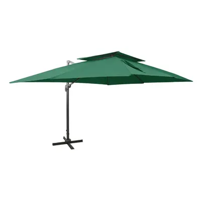 (green, x cm) vidaXL Cantilever Umbrella with Double Top Garden Sunshade Outdoor Parasol