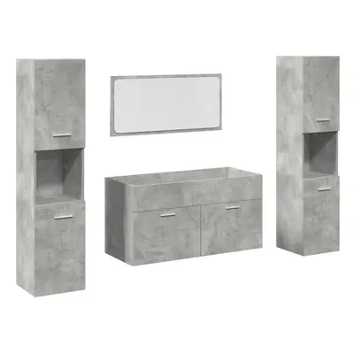 vidaXL Piece Bathroom Furniture Set Concrete Grey Engineered Wood