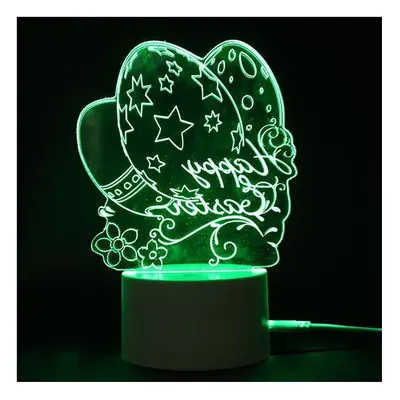 (004(Easter egg)) 3D Illusion Easter Egg Rabbit LED Night Light USB Colorful Table Desk Lamp Hol