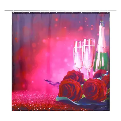 (A) 180x180CM Romatic Rose Waterprood Shower Curtain Polyester Moisture-proof Bath Mat