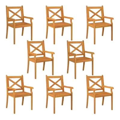 (8 pcs) vidaXL 2/3/4/6/8x Solid Wood Acacia Outdoor Dining Chairs Kitchen Accent Chair