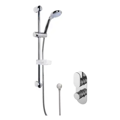 Current Shower Bundle Concealed Round Twin Valve & Multi Function Handset Slide Rail Kit - Chrom