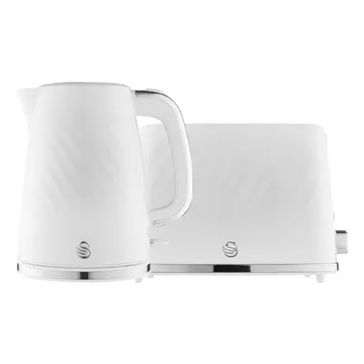 Swan Windsor Kitchen Set, 1.7L Fast Boil Kettle & Slice Toaster, White, SK14611WHT & ST14071WHT