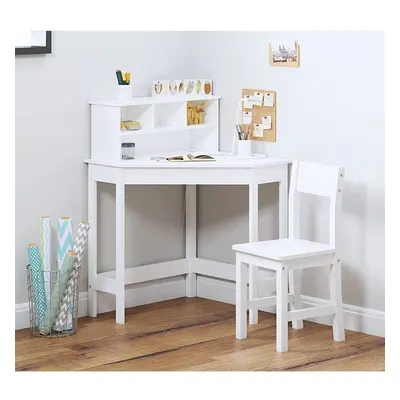 White Corner Study Table & Chair Wooden Study Computer Desk for Kids Unisex Xmas