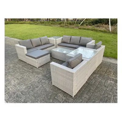 Fimous Outdoor PE Rattan Garden Furniture Set Rectanguar Coffee Table