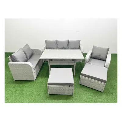 Fimous Patio PE Wicker Seater Outdoor Rattan Furniture Sofa Sets with Reclining Chair Loveseat S