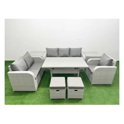 Fimous Patio PE Wicker Seater Outdoor Rattan Furniture Sofa Sets with Reclining Chair Loveseat S