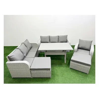 Fimous Seater Poly Rattan Outdoor Garden Furniture Rectangular Dining Table Sofa Set Seater Sofa