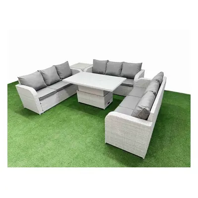 Fimous PE Rattan Lounge Sofa Set Seater Outdoor Garden Furniture Set with Adjustable Lifting Din