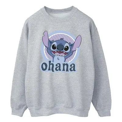 (S, Sports Grey) Disney Mens Lilo And Stitch Ohana Circle Sweatshirt