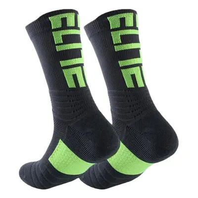 (Grey) Men Cotton Slash Letter Pattern Sport Breathable Anti-slip Mid-length Tube Socks