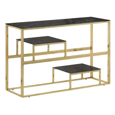 (gold and black, glass) vidaXL Console Table End Table Accent Table Stainless Steel and Tempered