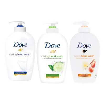 Dove Variety Pack Hand Wash- Shea Butter with Warm Vanilla, Deeply Nourishing and cucumber & gre