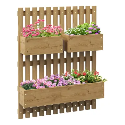 Outsunny Wooden Garden Planters with Trellis Wall-mounted Raised Garden Bed