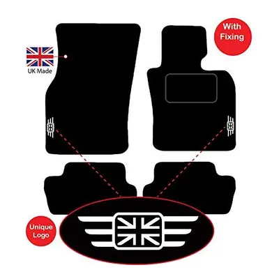 Lusso Car Mats Tailored/Compatible To Fit Mini Cooper F55 Door onwards with Unique Logos (Red Ed