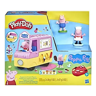 Peppa's Ice Cream Playset with Ice Cream Truck, Peppa and George Figures, and Cans, 8.1 x 25.4 x