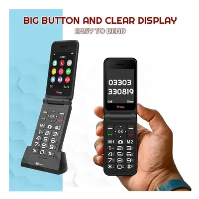 TTfone TT760 BLACK Flip 4G Big Button Mobile Phone for the Elderly with Emergency Assistance but