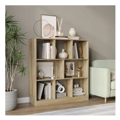 (Oak) Cube Asymmetrical Storage Cabinet Wooden Bookcase Shelve Square Organiser