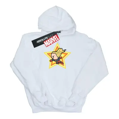 (S, White) Marvel Womens/Ladies Kawaii Captain Marvel Hoodie