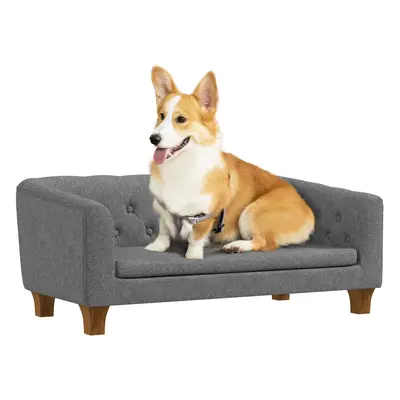 PawHut Dog Sofa Bed, Elevated Dog Couch for Small, Medium Dogs - Grey