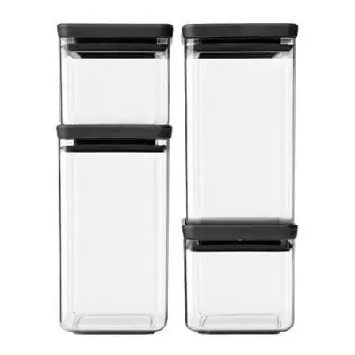 Brabantia Tasty+ Square Canister / Storage Jar, Set of 4, Dark Grey