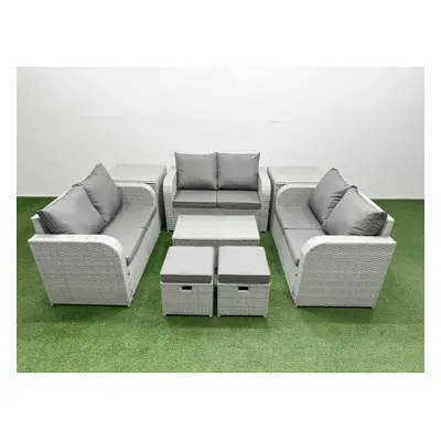 Fimous Seater PE Wicker Rattan Furniture Sofa Sets with Rectangular Coffee Table Seater Love Sof