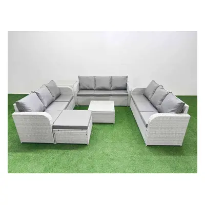 Fimous PE Rattan Lounge Sofa Set Seater Outdoor Garden Furniture Set with Square Coffee Table Se