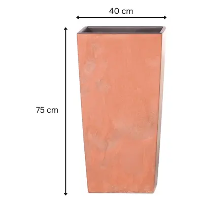 (Square, 91.5 L) Tall Plant Pots Garden Concrete Effect Terracotta