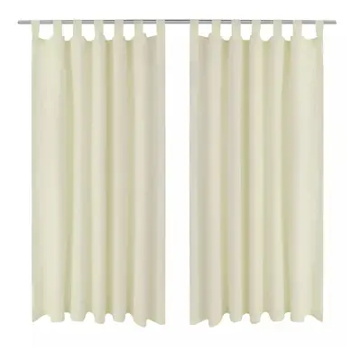 2 pcs Cream Micro-Satin Curtains with Loops x cm