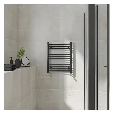 (Straight, 600x500mm) Warmehaus Heated Towel Rail Black Bathroom Ladder Style Radiator Central H