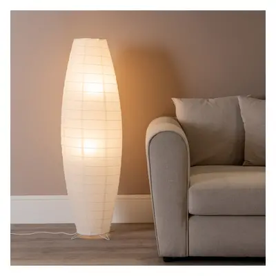 ValueLights Isla White Paper Oval Metal Base Floor Lamp