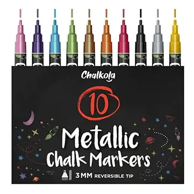 Metallic Liquid Chalk Markers Fine Tip - Dry Erase Marker Pen for Chalkboard Signs, Windows, Bla