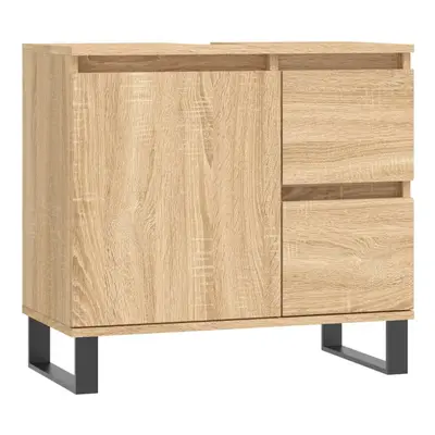 (sonoma oak) vidaXL Bathroom Cabinet Vanity Unit Highboard Cupboard White Engineered Wood