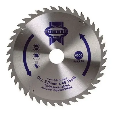 Faithfull FAIZ23540 Circular Saw Blade TCT x 16/20/30/35mm x 40T Fine Cross Cut