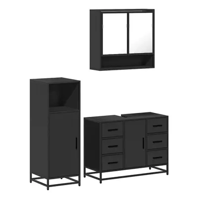 (black) vidaXL Piece Bathroom Furniture Set Black Engineered Wood bathroom cabinet