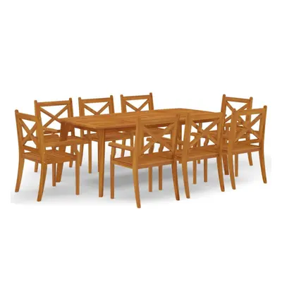 (200 cm table length/9) vidaXL Solid Wood Acacia Garden Dining Set Furniture Multi Sizes 3/5/7/9