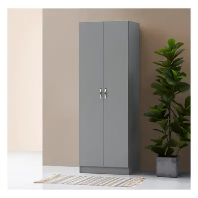 Essentials Grey Door Wardrobe Spacious Bedroom Storage Unit