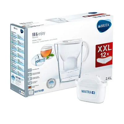 BRITA Marella MAXTRA+ Plus 2.4L Water Filter Jug + Month Cartridges Year Pack