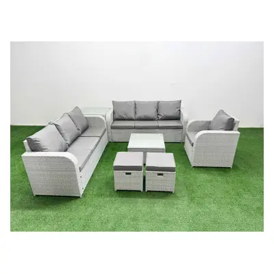 Fimous Seater Poly Rattan Outdoor Garden Furniture Square Coffee Table Sofa Set Patio Reclining 