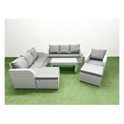 Fimous Seater Poly Rattan Outdoor Garden Furniture Oblong Coffee Table Sofa Set Patio Seater Sof