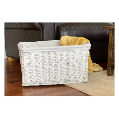 (White, 2XL) Huge Deep Wicker Storage Basket Hamper With Lining