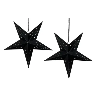 Set of Hanging Decorations Star MOTTI Paper Black cm