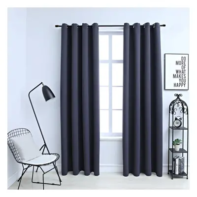 vidaXL 2x Blackout Curtains with Metal Rings Anthracite 140x225cm Drapery