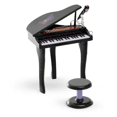 HOMCOM Key Musical Mini Piano Electrionic Keyboard Microphone Stool Black