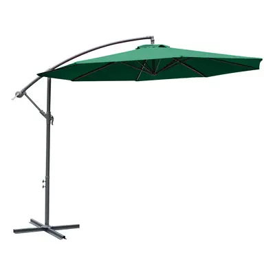 Outsunny 3(m) Garden Banana Parasol Cantilever Umbrella w/ Crank, Green